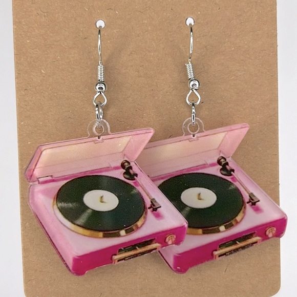 Fashion Jewelry Jewelry - Music Loving 2D Acrylic Vinyl Record Player Earrings